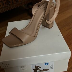 A New Day Women's Beige Block Heel Sandals